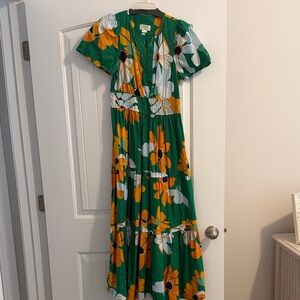 Maeve Green and orange Floral Maxi Dress
